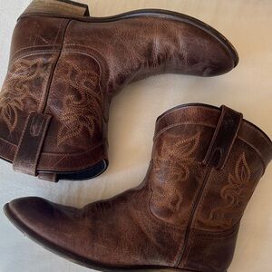 Brown Mini Leather Cowboy Boots